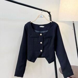 Chic Black Women's Vest with Gold Buttons